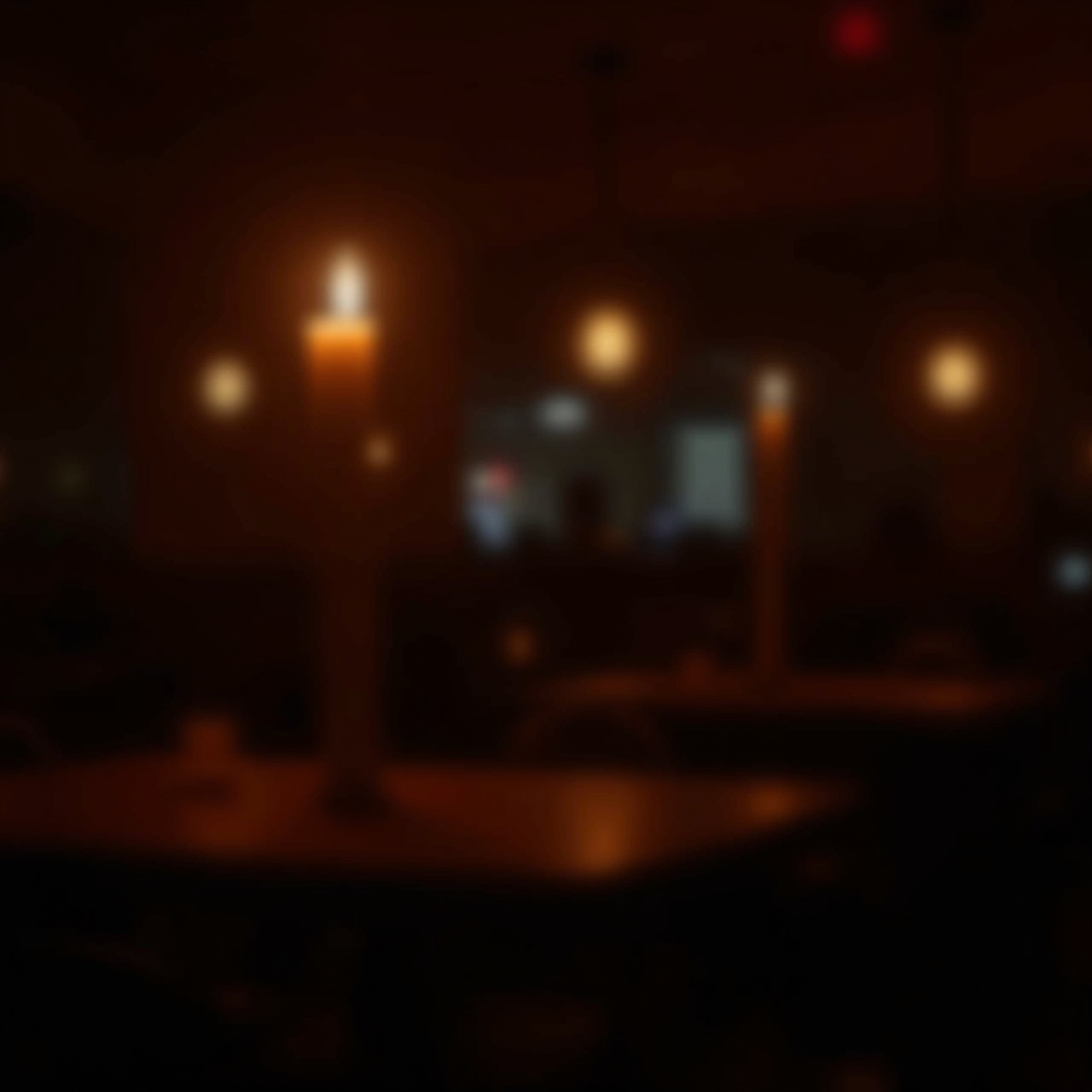 warm candle-lit dining room at night